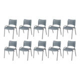 Kit 10 Cadeira Iso Base Cinza Igreja Escola Cinza