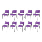 Kit 10 Cadeira Iso Base Cinza Igreja Escola Violeta
