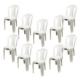 Kit 10 Cadeiras Plástica Branca Bistrô Até 182kg Resistente