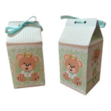 Kit 10 Caixas Milk Personalizadas Urso Príncipe Verde - Ursi