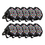 Kit 10 Canhão Refletor 36 Leds Par 64 Rgb Dmx Slim Strobo