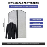 Kit 10 Capa Plastica Protetora Com Ziper Para Terno Casaco