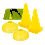 Kit 10 Cones + 10 Half Cone Treino Funcional E Futebol Cor Amarelo