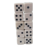 Kit 10 Dado 6 Lados 6 Faces Branco 16 Mm Escolar Clássico