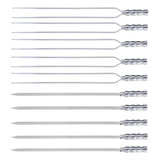 Kit 10 Espetos De Alumínio 60cm Para Churrasco Churrasqueira