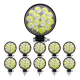 Kit 10 Farol De Milha Redondo Mini 42w 9/36v Power Universal
