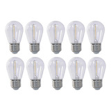 Kit 10 Lâmpada Filamento Bolinha S14 E27 Led 1w Âmbar 2700k