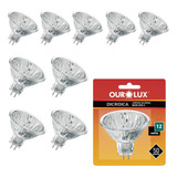 Kit 10 Lâmpada Halógena Dicróica Mr16 50w 12v Gu5.3 2800k