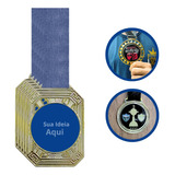 Kit 10 Medalhas Metal Grande Personalizada C/fita Ouro Prata