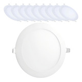 Kit 10 Painel Plafon Led 18w Redondo Embutir Bivolt 6500k