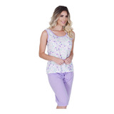 Kit 10 Pijama De Calor Camiseta Com Calça Curta Bermudão Pescador Feminino Idoso Confortável Revenda