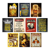 Kit 10 Placas Decorativas Cervejas Bebidas 15x20cm