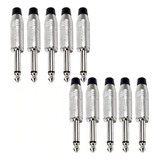 Kit 10 Plug Conector P10 Mono Santo Angelo Em Metal Sa2x