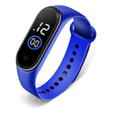 Kit 10 Relogio Bracelete Pulseira Digital Led M6/m8 Correia Azul Bisel Azul Fundo Azul
