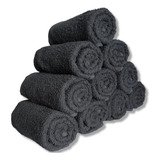Kit 10 Toalhas Para Salão De Beleza Barbearia Preta Branca Cor Preto