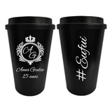 Kit 100 Copo Bio 550ml Com Tampa Bucks Personalizado