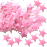 Kit 100 Estrela Fluorescente Adesivo Decoração Teto Rosa