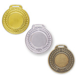 Kit 100 Medalhas Aço 44mm Lisa - Ouro Prata Bronze