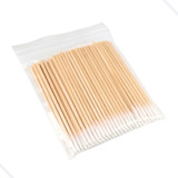 Kit 100 Palitos Com Algodão Para Limpeza Henna Unha Cílios