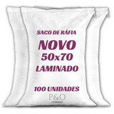 Kit 100 Sacos De Ráfia 50x70 Laminado Novo Branco Adubo Grão