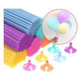 Kit 100 Varetas 30cm Com Suporte Pega Balão Transparente