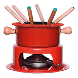 Kit 11 Peças Conjunto Fondue Romântico 16cm Mimo Style Cor Vermelho