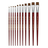 Kit 11 Pincel 421 Chato Pintura Orelha De Boi 0-20 Condor 