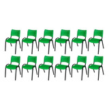 Kit 12 Cadeira Emp. Base Preto Igreja, Escola Verde