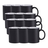 Kit 12 Caneca Para Sublimação Mágica Preto Fosca 325ml