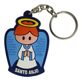Kit 12 Chaveiro Emborrachado Infantil Santo Anjo Azul