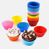 Kit 12 Formas Silicone Mini Cupcake Bolo Muffin Assadeira Cor Colorido