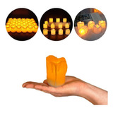 Kit 12 Vela Decorativa De Led Eletrônica Amarelas + Bateria