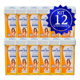 Kit 12un Cera Tradicional Roll-on Depiroll Refil Tampa Fixa