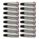 Kit 16 Conectores Plug Wireconex P10 Wc197 Fêmea C/ Trava Cor Vermelho
