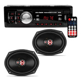 Kit 2 Auto Falantes 6x9 Polegadas + Mp3 Player Bluetooth Fm