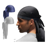 Kit 2 Bandana Durag Dureg Cores Variadas Rap Waves Cor 2 Pretas