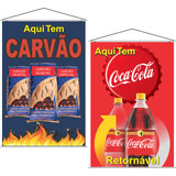 Kit 2 Banners 67x40cm Carvão + Coca-cola Retornável