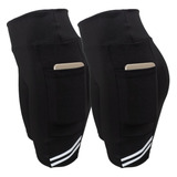 Kit 2 Bermudas Academia Feminina Legging Cós Alto 2 Bolsos 