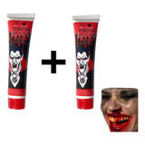 Kit 2 Bisnaga Sangue Falso Vampiro 28g Artificial Halloween