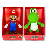 Kit 2 Bonecos Grandes Super Mario Bros + Yoshi Amigos Juntos