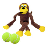 Kit 2 Brinquedos P/ Cachorro Bola Tênis 2 Unidades E Macaco