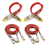 Kit 2 Cabos Rca Blindado 1 Mt + 2 Cabo Y - 1 Fêmea 2 Machos