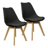 Kit 2 Cadeiras Charles Eames Leda Design Wood Estofada Cor Da Estrutura Da Cadeira Preto