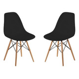 Kit 2 Cadeiras De Jantar Charles Eames Cor Preta Cor Da Estrutura Da Cadeira Preto