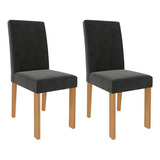 Kit 2 Cadeiras Sala Jantar Maia 2 Un Nature/suede Chumbo - C