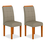 Kit 2 Cadeiras Vitória Wood Mesa Jantar Cinam/creme - M.a Cor Da Estrutura Da Cadeira Cinamomo Cor Do Assento Creme Desenho Do Tecido Suede