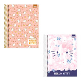 Kit 2 Cadernos 10 Matérias Hello Kitty 160 Fls Capa Dura