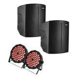 Kit 2 Caixas De Som Ativas 300w Skp Q1 Pro + Canhões 54 Leds