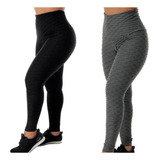 Kit 2 Calça Legging Disfarça Celulite Suplex Bolha