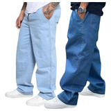 Kit 2 Calças Jeans Masculina Balão Baggy Perna Larga